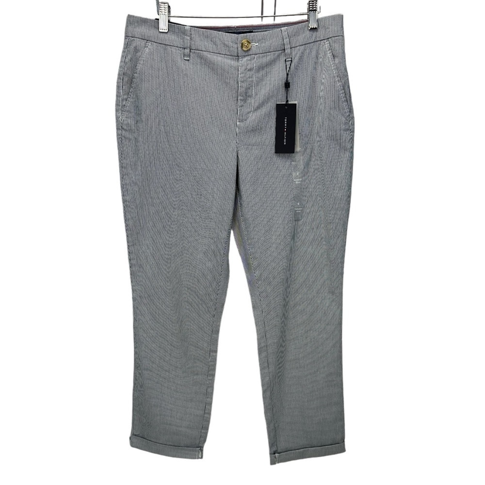 Tommy Hilfiger Heritage Striped Hampton Chino Pants - Blue White - size 8
